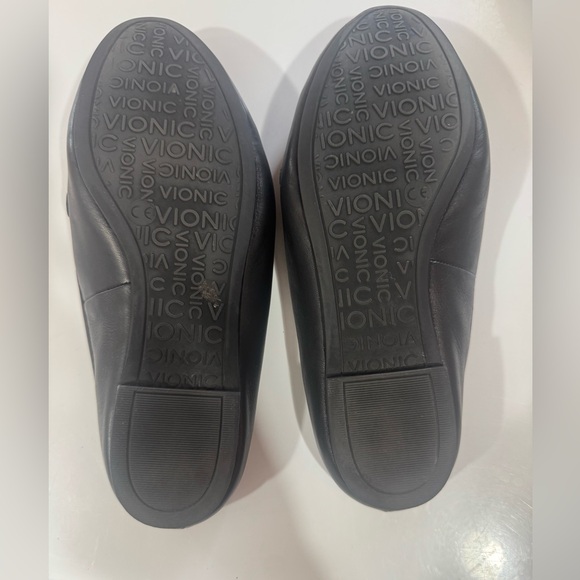 Vionic Black Leather Loafers with Silver Accent - Picture 3 of 4